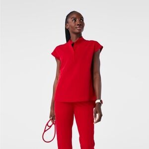Figs Rafaela Scrub Top Winning Red